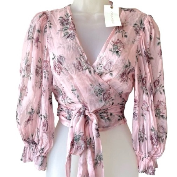 LOVESHACKFANCY Wrap Top floral Blouse Coquette Cottagecore - Picture 1 of 11